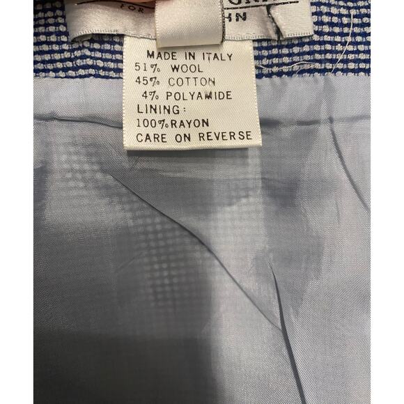 Vintage St. John Griffith Gray Blue White Skirt Suit‎ Wool Blend Italian Sze 12 - Picture 7 of 16